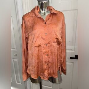 $108 NWT Free People we the free Starburst Orange satin button up small